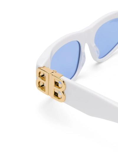 Shop Balenciaga Dynasty D-fram Sunglasses In White