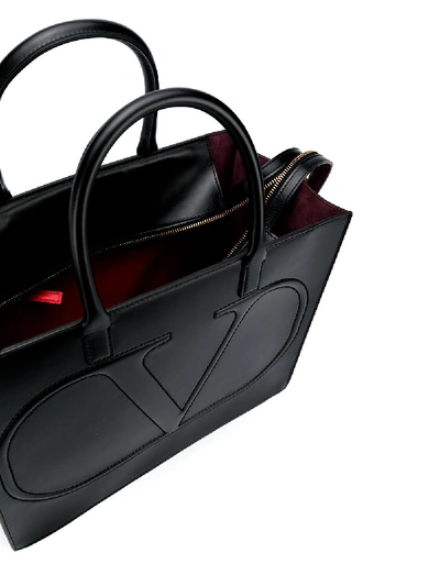 Shop Valentino Vlogo Leather Handbag In Black
