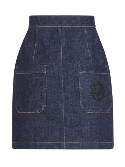 Shop Fendi Denim Skirt In Blue
