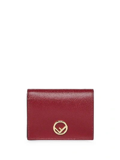 Shop Fendi Leather Bifold Wallet In Red