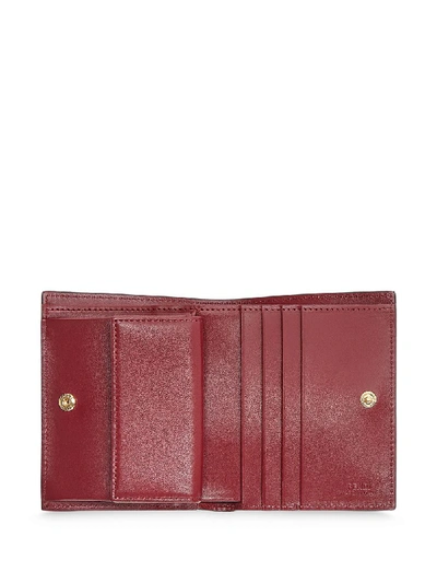Shop Fendi Leather Bifold Wallet In Red