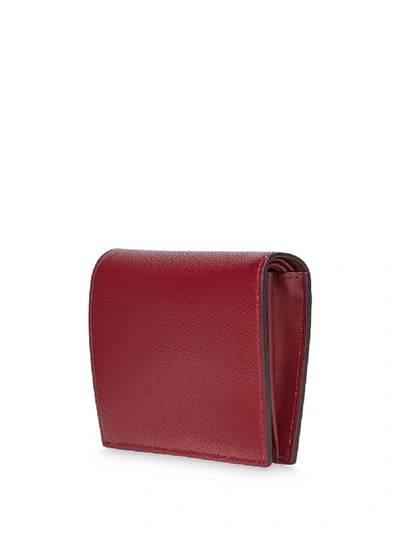 Shop Fendi Leather Bifold Wallet In Red