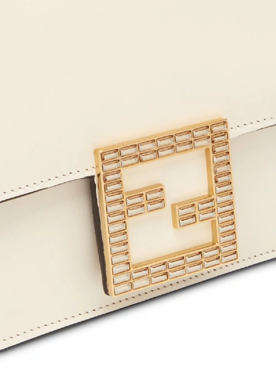 Shop Fendi Fab Leather Crossbody Bag In White