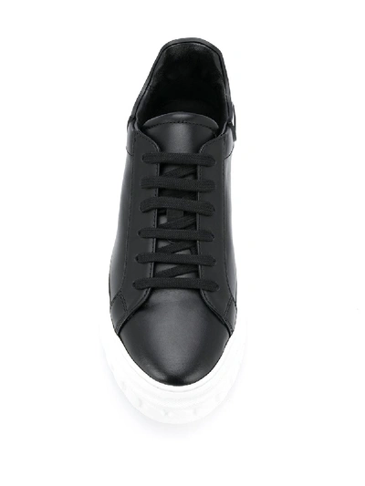 Shop Casadei Leather Sneakers In Black
