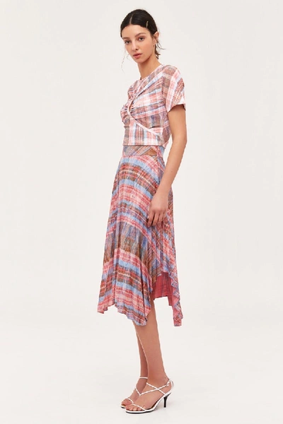 Shop C/meo Collective Different Story Short Sleeve Top In Pink Tartan
