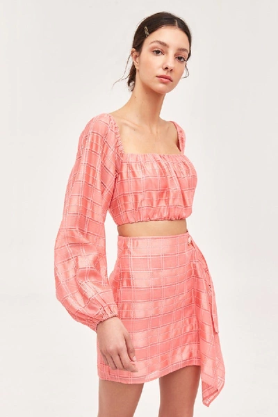 Shop C/meo Collective Same Things Skirt In Coral Check