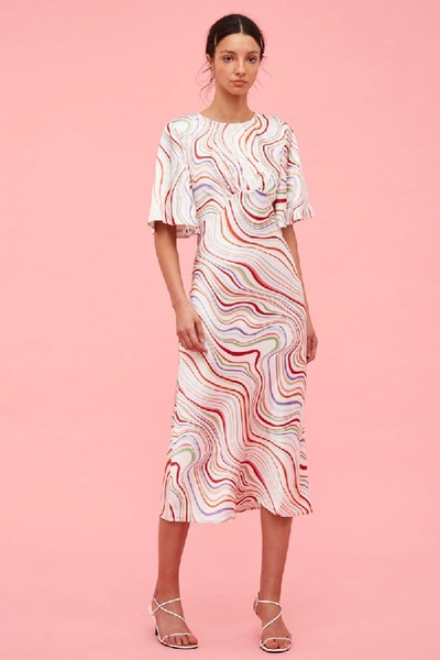 Shop C/meo Collective My Way Short Sleeve Dress In Ivory Rainbow