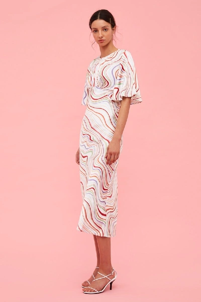 Shop C/meo Collective My Way Short Sleeve Dress In Ivory Rainbow