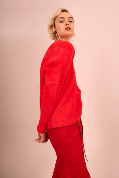 Shop C/meo Collective Unraveled Knit Jumper In Red