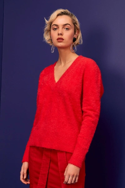 Shop C/meo Collective Unraveled Knit Jumper In Red