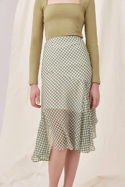 Shop C/meo Collective Infolding Skirt In Khaki Check