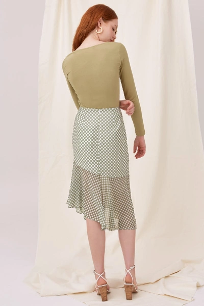 Shop C/meo Collective Infolding Skirt In Khaki Check