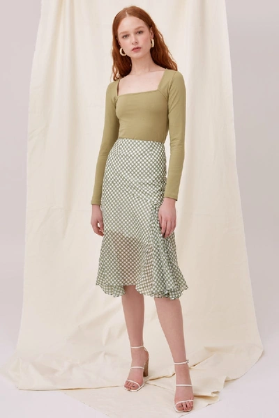 Shop C/meo Collective Infolding Skirt In Khaki Check