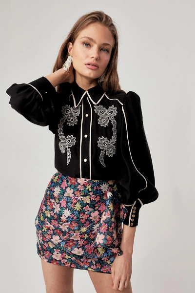 Shop C/meo Collective And Ever More Skirt In Black Garden Floral
