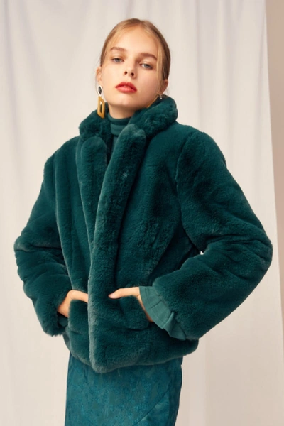 Shop Keepsake Stay With Me Fur Coat In Emerald