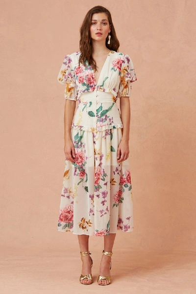 Shop Keepsake About Us Midi Dress In Creme Botanic Floral