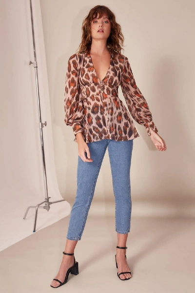 Shop C/meo Collective Sweet Thing Top In Nude Leopard