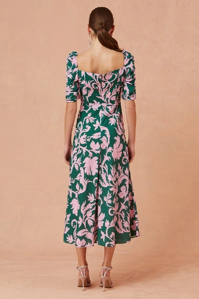 Shop Keepsake Wistful Midi Dress In Jade Baroque