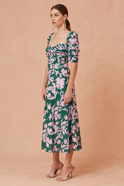 Shop Keepsake Wistful Midi Dress In Jade Baroque