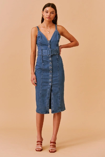 Shop Finders Keepers Coco Midi Dress In Washed Blue