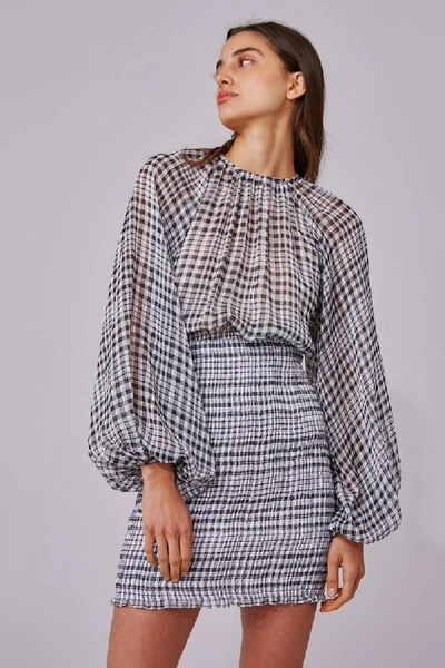 Shop C/meo Collective Stealing Sunshine Long Sleeve Dress In Black Check