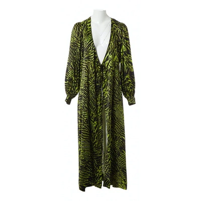 Pre-owned Ganni Green Silk Dress