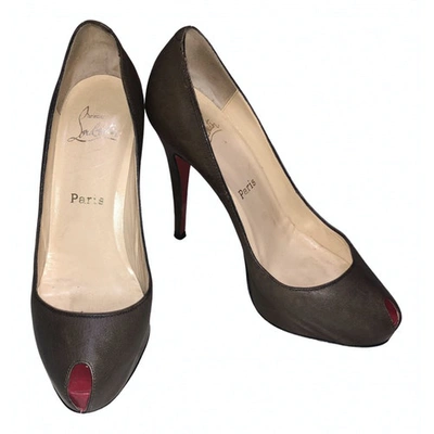 Pre-owned Christian Louboutin Leather Heels In Grey