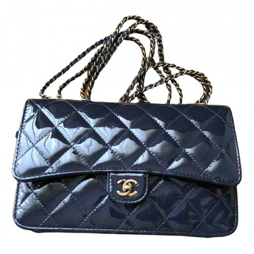 navy patent clutch bag