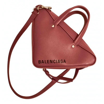 Pre-owned Balenciaga Triangle Leather Crossbody Bag In Red
