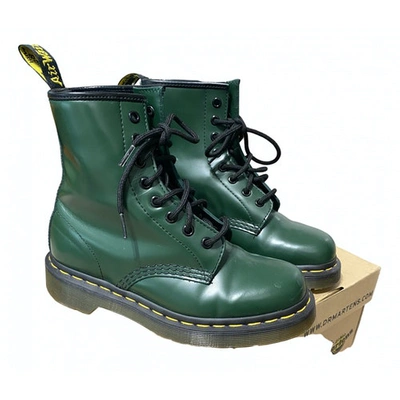 Pre-owned Dr. Martens' 1460 Pascal (8 Eye) Green Leather Ankle Boots