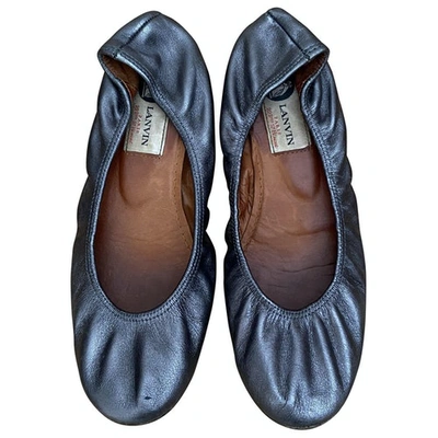 Pre-owned Lanvin Leather Ballet Flats In Anthracite