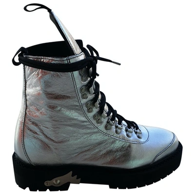 Pre-owned Off-white Silver Leather Boots
