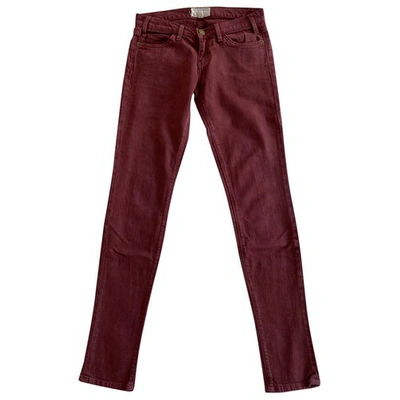 Pre-owned Current Elliott Burgundy Cotton - Elasthane Jeans