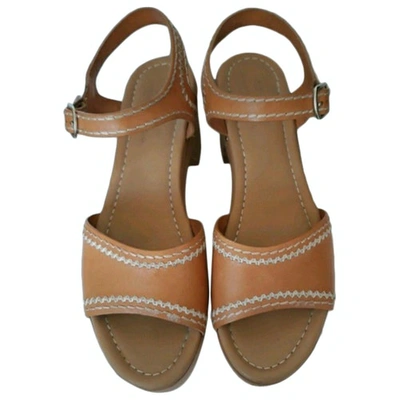Pre-owned Sandro Camel Leather Sandals