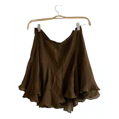 Pre-owned Ralph Lauren Brown Silk Skirt