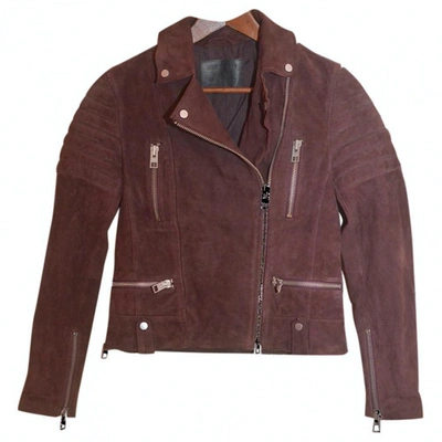 Pre-owned Allsaints Burgundy Suede Leather Jacket