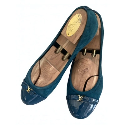 Pre-owned Louis Vuitton Blue Suede Ballet Flats