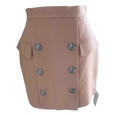 Pre-owned Balmain Pink Cotton Skirt