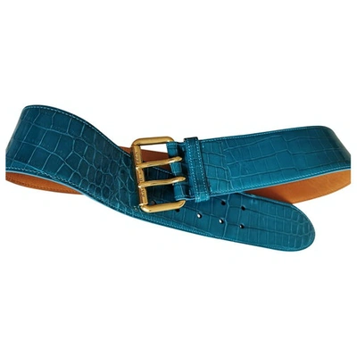 Pre-owned Ralph Lauren Blue Alligator Belt