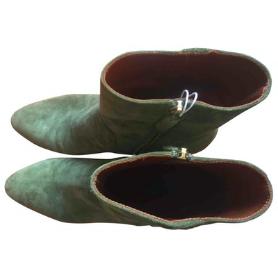 Pre-owned Michel Vivien Green Suede Ankle Boots