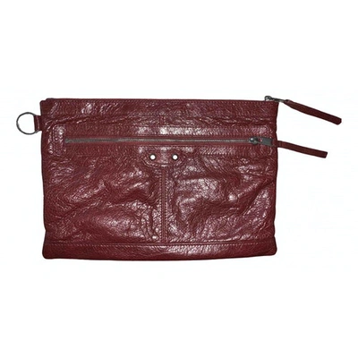 Pre-owned Balenciaga City Burgundy Leather Clutch Bag