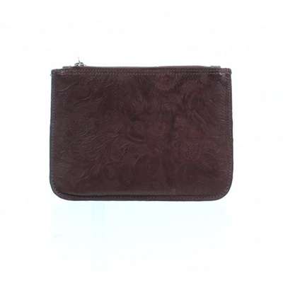 Pre-owned Zimmermann Leather Clutch Bag In Burgundy