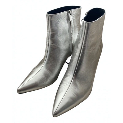 Pre-owned Anine Bing Silver Leather Ankle Boots