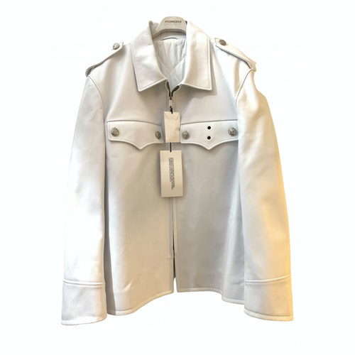 calvin klein white leather jacket