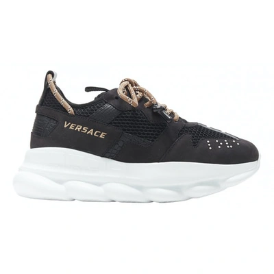 Pre-owned Versace Chain Reaction Black Suede Trainers