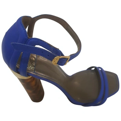 Pre-owned Versace Blue Exotic Leathers Sandals