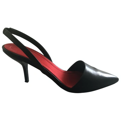 Pre-owned Diane Von Furstenberg Black Leather Heels
