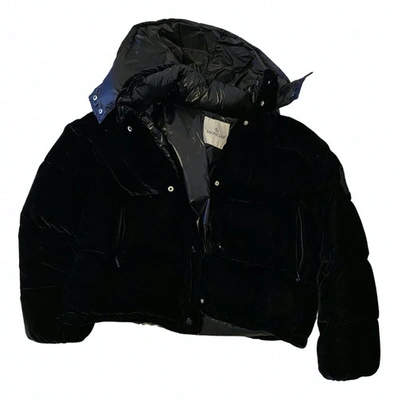 Pre-owned Moncler Hood Black Velvet Coat
