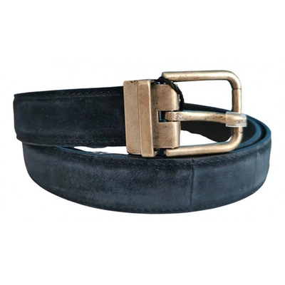 Pre-owned Dolce & Gabbana Navy Suede Belt