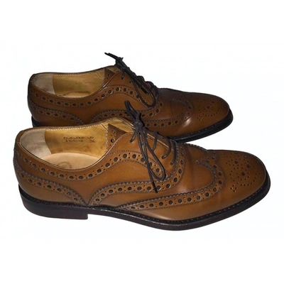 Pre-owned Church's Camel Leather Lace Ups